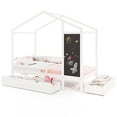 thumbnail image 1 of Costway Lit Cabane Simple avec 2 Tiroirs de Rangement Lit Plateforme en Bois Massif avec Tableau Noir Blanc, 1 of 10