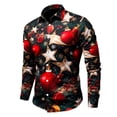 thumbnail image 1 of Kcodviy Mens Christmas Santa Digital Adult Rompers Men 3D Printed Button Lapel Long Sleeve Shirt with Button Long Sleeve Shirt Top, 1 of 4