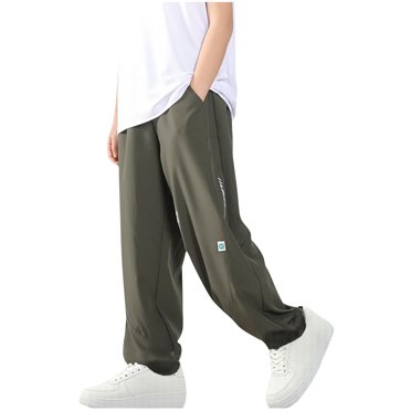 Lenpel Pantalon de Jogging Ample pour Garçons, Taille Élastique, Bas Resserré, Pantalon à Enfiler, Pantalon Athlétique Décontracté avec Poches, 5-16 Ans