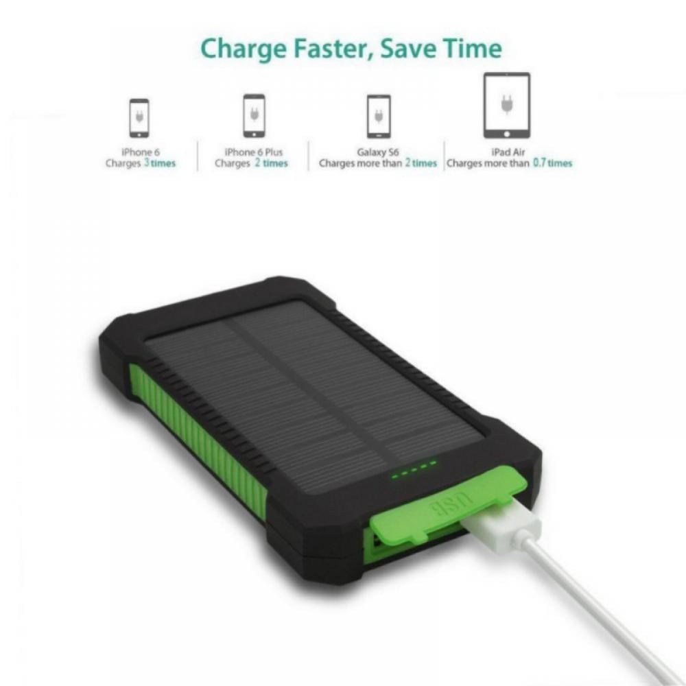 Qi Wireless Solar Power Bank Phone Charger, Quick Charge Portable Charger with USB Output Ports & Input Type-C/Micro USB Ports External Cell Phone