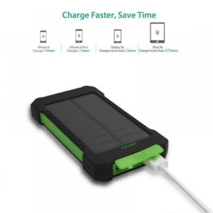 Qi Wireless Solar Power Bank Phone Charger, Quick Charge Portable Charger with USB Output Ports & Input Type-C/Micro USB Ports External Cell Phone