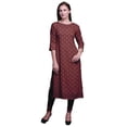 thumbnail image 1 of Bimba Kurta à Manches 3/4 Imprimée Kurti Droite Vêtements d'Été pour Femmes, 1 of 6