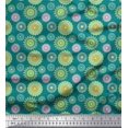thumbnail image 1 of Soimoi Green Poly Georgette Fabric Stripe & Mandala Decor Fabric Printed Yard 52 Inch Wide, 1 of 3