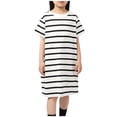 thumbnail image 1 of RXIRUCGD 2025 Vêtements d'Été pour Enfants Robe pour Enfants Robe d'Été pour Filles Nuisette Tricotée à Rayures à Manches Courtes pour Enfants Robe pour Filles, 1 of 7