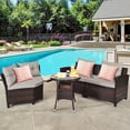 thumbnail image 2 of Gymax 4PCS Patio Furniture Set Outdoor Rattan Sectional w/ Cushioned Sofa Table, 2 of 10