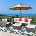 thumbnail image 2 of Costway 6PCS Patio Rattan Furniture Set Cushion Sofa Coffee Table Ottoman White, 2 of 9