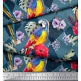 thumbnail image 3 of Soimoi Blue Rayon Fabric Floral Tropical Bird Fabric Prints by Yard 58 Inch Wide, 3 of 3