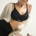 thumbnail image 3 of Virmaxy Womens Wireless Bra Solid Color Soft and Comfortable Gathered Large Bra Solid Color Soft and Comfortable Without Steel Rings Gathering To A Large Bra Black-1 L, 3 of 4