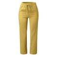 thumbnail image 1 of Kcodviy Women Solid Straight Solid Plus Size Casual Pants Elastic Pants Long Drawstring Yoga Pants Pockets Plus Size Linen Women Waist Cotton Plus Size Pants Casual Pants, 1 of 4