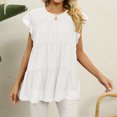 thumbnail image 5 of Timegard Hauts pour Femmes Manches Courtes en Chiffon Blouse Ample Légère Col Rond Été Plage Vacances Hauts, 5 of 5