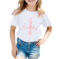 thumbnail image 1 of SUXIAN Hauts Mignons pour Filles Chandail à Col Rond Décontracté et à la Mode pour Enfants avec Lettres Imprimées Haut à Manches Courtes Col Ras du Cou Chemises Décontractées pour Filles Blanc 1-2 Ans, 1 of 3
