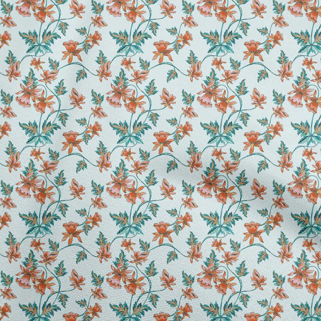 oneOone Silk Tabby Light Blue Fabric Florals Craft Projects Decor Fabric Printed By The Yard 42 Inch Wide