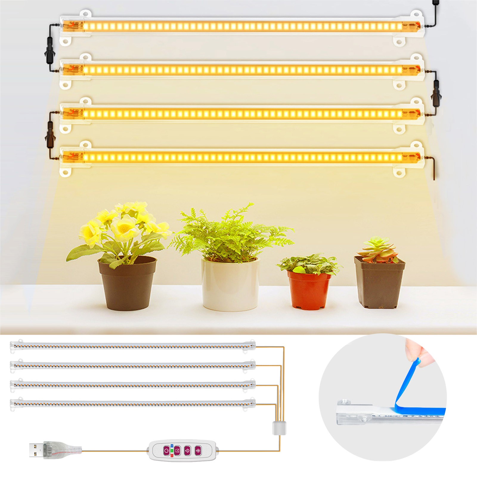 Xuewenshw Lighting LED Light Tube Flower Succulent Full Growth Light Timing USB Indoor Cabinet Light Seedling Sunset Lights
