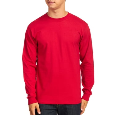 Hanes T-Shirt Robuste à Manches Longues pour Homme en Coton 100 %, Grandes Tailles, Rouge Foncé, 3XLarge