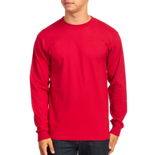 Hanes T-Shirt Robuste à Manches Longues pour Homme en Coton 100 %, Grandes Tailles, Rouge Foncé, 3XLarge