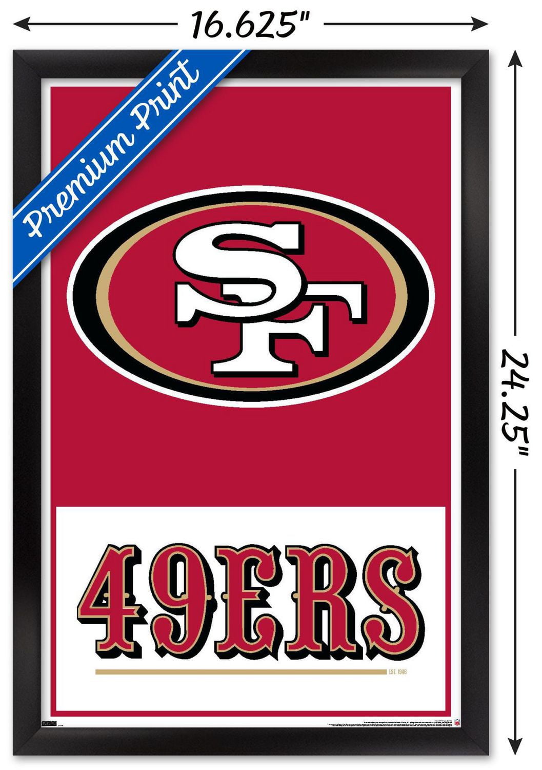 NFL San Francisco 49ers - Logo 21 Wall Poster, 22.375" x 34" Framed