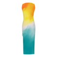 thumbnail image 5 of Robes d'Été pour les Femmes à la Mode Sans Manches Taille Haute Boho Cordon Côtelé Robe Longue Froissée Haute Fente Robe Maxi, 5 of 5