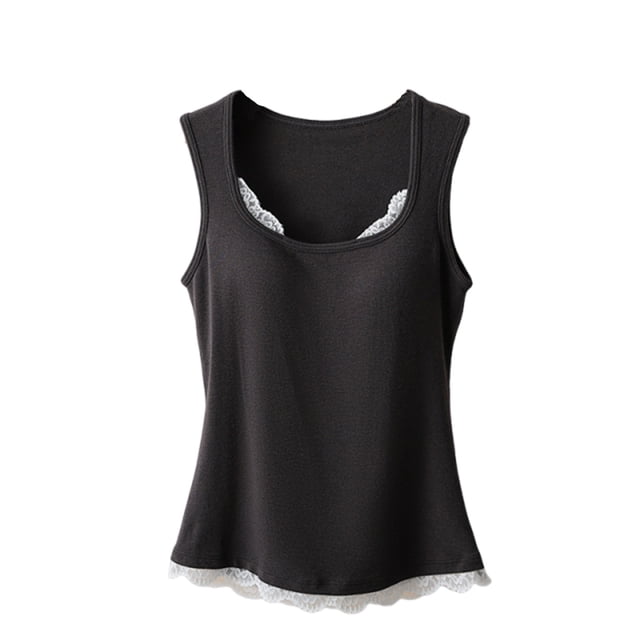RXMEKW Camisole à Bretelles Sans Manches pour Femmes comme Haut de Pyjama en Polyester, Noir