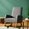 thumbnail image 3 of Gymax Rocking Chair High Back Upholstered Lounge Armchair w/ Side Pocket Grey, 3 of 10
