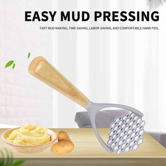 RKSTN Kitchen Utensils Set Kitchen Essentials Wooden Handle Potato Mud Press Aluminum Alloy Manual Mud Press Masher Kitchen Decor