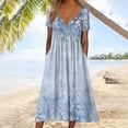 thumbnail image 2 of Pisexur Robe T-Shirt d'Été pour Femme Décontractée à Fleurs, Col Rond, Manches Courtes, Robe Bohème Fluide à Boutons Évasée avec Poches, 2 of 4