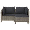 thumbnail image 2 of vidaXL 3 Piece Garden Lounge Set with Cushions Grey Poly Rattan, 2 of 5