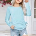 thumbnail image 2 of Plebaso Chemises à Manches Longues pour Filles avec Cordon de Serrage Col Rond Blouses Décontractées Tuniques de Mode pour Enfants Filles, 2 of 6