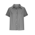 thumbnail image 4 of Yuyuzo Womens Button down Shirts Short Sleeve V Neck Tshirts Solid Color Office Work Tops Blouses, 4 of 6