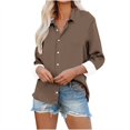 thumbnail image 1 of Yuyuzo Button down Shirts for Women Drop Shoulder Blouse Long Sleeve Oversized Shirt Work Office Solid Color Tops, 1 of 6