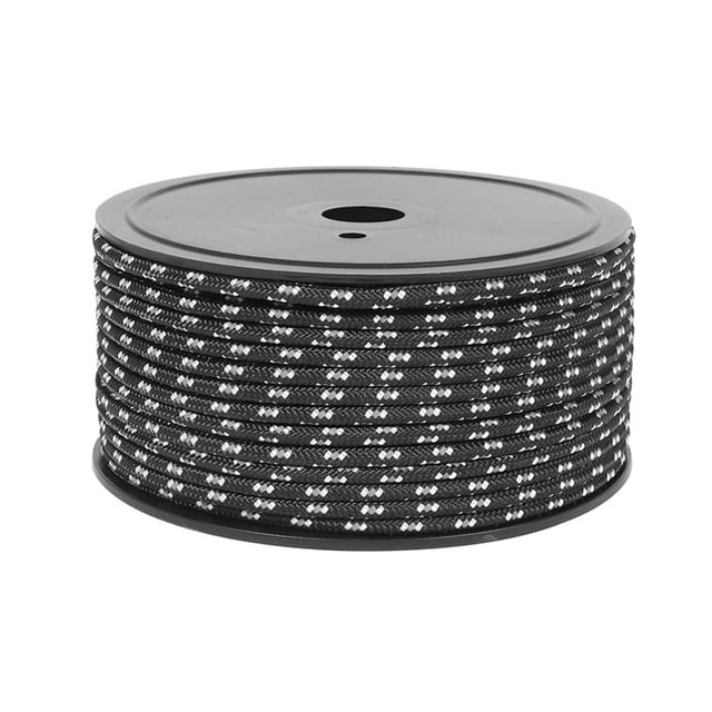 Splihome 50M Reflective Tent Rope Guylines 5Mm Outdoor Camping Hiking Nylon Tent Line Black