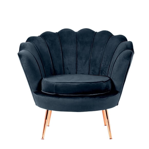 Heavenly Collection Glam Velvet Accent Chair, Blue Upholstered Chair with Gold Metal Legs, Modern Luxury Seating for Living Room or Bedroom