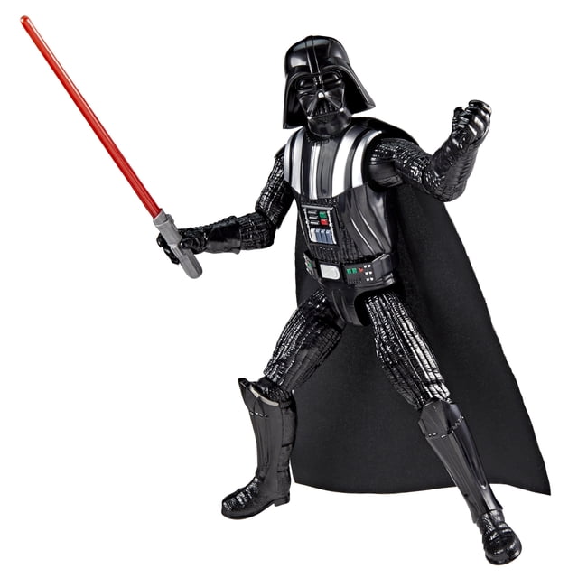 Star Wars Titan Series Darth Vader 12 inch action figure with black detailed armor and cape, holding a red Lightsaber. This poseable Star Wars toy features 9 points of articulation for dynamic play and is ideal for imaginative adventures in TV & Movie Action Figures.