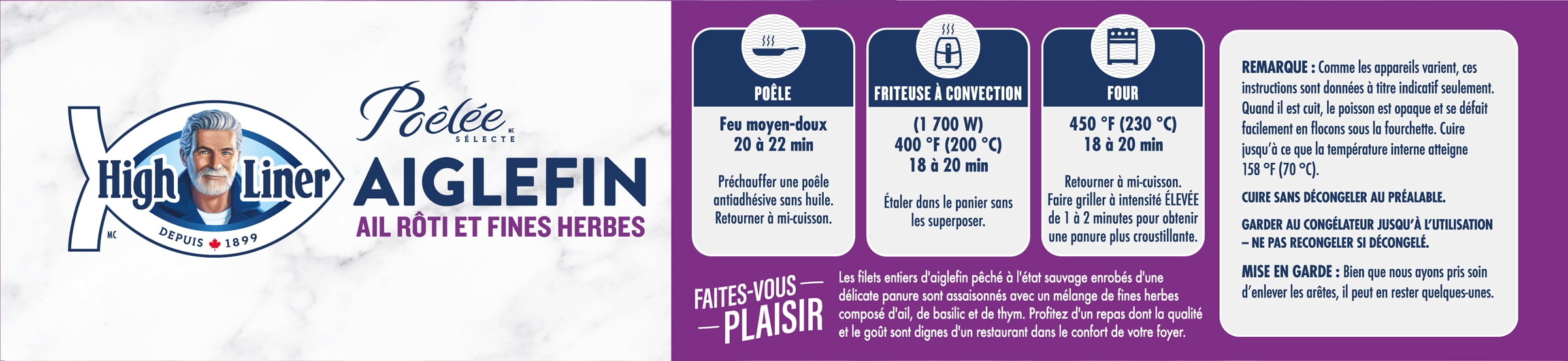 High Liner Poêlée Selecte Aiglefin à L’ail Rôti et Aux Fines Herbes 500 g