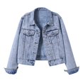 thumbnail image 1 of SHIXIAOO Women's Casual Denim Jacket Slim Fit Long Sleeve Washed Button Up Outerwear for Spring Fall Winter Daily Wear Womens Extra Large Jacket Hot Sweaters, 1 of 8
