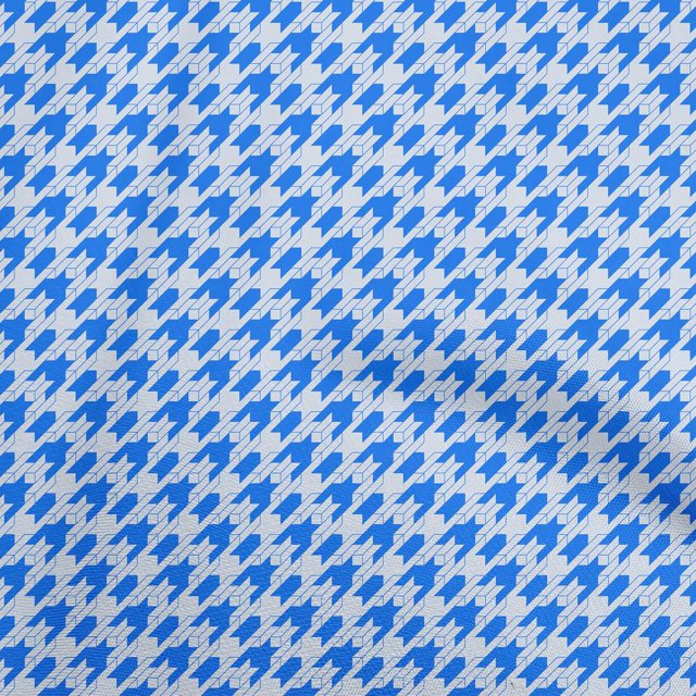 oneOone Rayon Medium Blue Fabric Houndstooth Sewing Craft Projects Fabric Prints By Yard 56 Inch Wide
