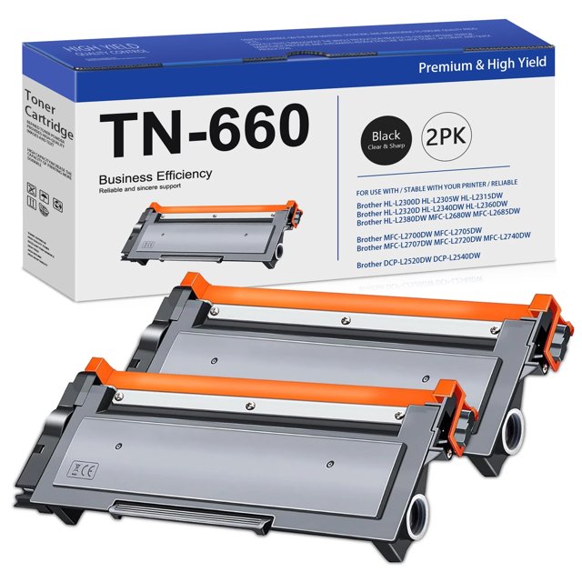TN660 Cartouche de Toner de Remplacement pour Imprimantes Brother à Rendement Élevé 2380DW (2-Noir)