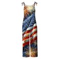 thumbnail image 5 of Wiyuqeen Womens 4th of July Overalls Patriotic American Flag Rompers Linen Spaghetti Strap Jumpsuits Plus Size Stars Striped Jumpers, 5 of 5