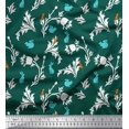 thumbnail image 1 of Soimoi Crepe Silk Fabric Leaves,Floral & Rabbit Animal Fabric Prints By Yard 42 Inch Wide, 1 of 3