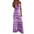 thumbnail image 1 of LUXUR Robe Longue Femme Sans Manches Robe d'Été Col en V Maxi Robes Ample Teinture sur Nœuds Violet m, 1 of 2