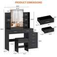 thumbnail image 2 of Makeup Vanity Desk with LED Mirror – 3-Color Lighted Makeup Table with 6 Drawers & 4 Open Shelves, Adjustable Lighting, Stool, and Built-In Charging Station, 2 of 8