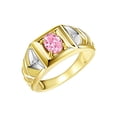 thumbnail image 3 of RYLOS Men's Rings 14K Yellow Gold Rings Designer Weave Band 7X5MM Oval Gemstone & Diamond Ring Pink Ice October Birthstone Rings For Men, Size 10, 3 of 7