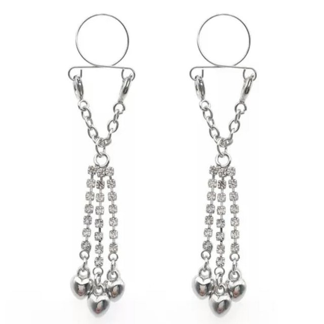 SNNROO 2X Sexy Adjustable Nipple Rings Non-Piercing Clip On Dangle Fake Nipplerings-08