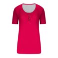 thumbnail image 3 of Timegard Going out Tops for Women Square Neck Button Short Sleeve Ribbed Slim Summer Dressy Casual Tops, 3 of 4