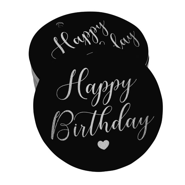 Inkdotpot Silver Foil Paper Hang Tags Happy Birthday Favor Tags 100 Pieces
