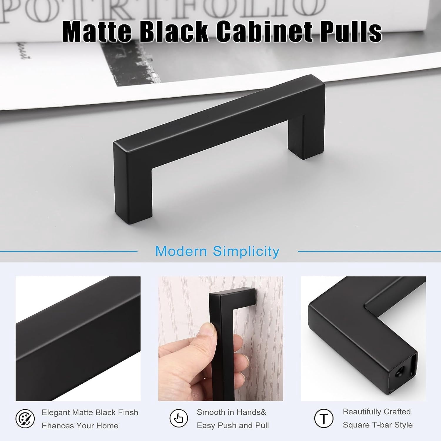 TIMIFIS Drawer Pulls Black Stainless Steel Kitchen Cabinet Door Handles Kitchen Cabinet Door Handle,Modern Drawer Pulls kitchen gadgets Kitchen Gadgets
