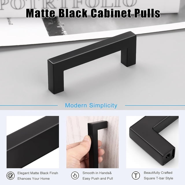 Birdeem Kitchen Cabinet Handles,Black Cabinet Pulls,Black Stainless Steel Kitchen Cabinet Door Handles Kitchen Cabinet Door Handle,Modern Drawer Pulls,Black Cabinet Pulls,Black Door Handle