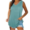 thumbnail image 2 of Débardeurs pour Femmes Col en V Basique Décontracté Fluide Été Sans Manches T-Shirt, 2 of 8