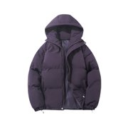 iHPH7 Womens Puffer Jacket Winter Parka for Women Hooded Puffer Jacket Women Casual Outerwear Women's Outerwear Warm Clothes for Women Zip Up Jackets for Women Purple XXL