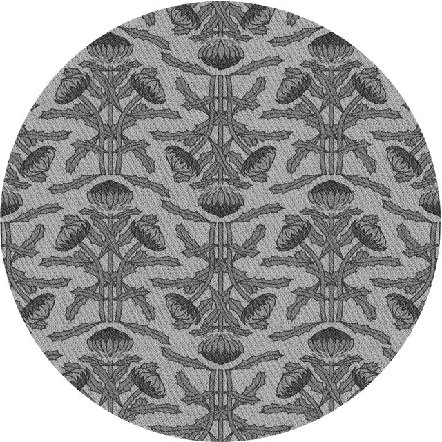 Ahgly Company Tapis Rond Lavable en Machine Intérieur Transitionnel Gris Foncé, 3 Pieds Rond