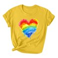 thumbnail image 1 of RKSTN Hauts pour Femmes LGBT Décontracté Coupe Ample Égalité Inspirante Hauts Été Mignon Cœur Imprimé Manches Courtes Col Rond Pride Shirt, 1 of 3